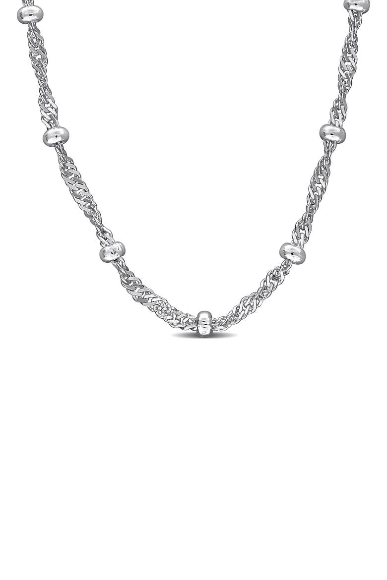 Saturno Bead Station Necklace, 2.8mm, Main, color, SILVER