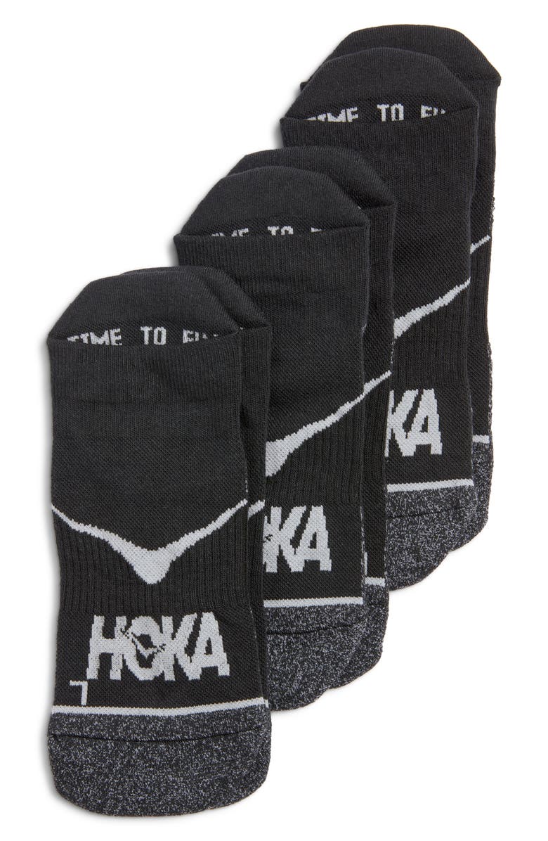HOKA Run Assorted 3-Pack No-Show Socks, Main, color, Black / Black / Black