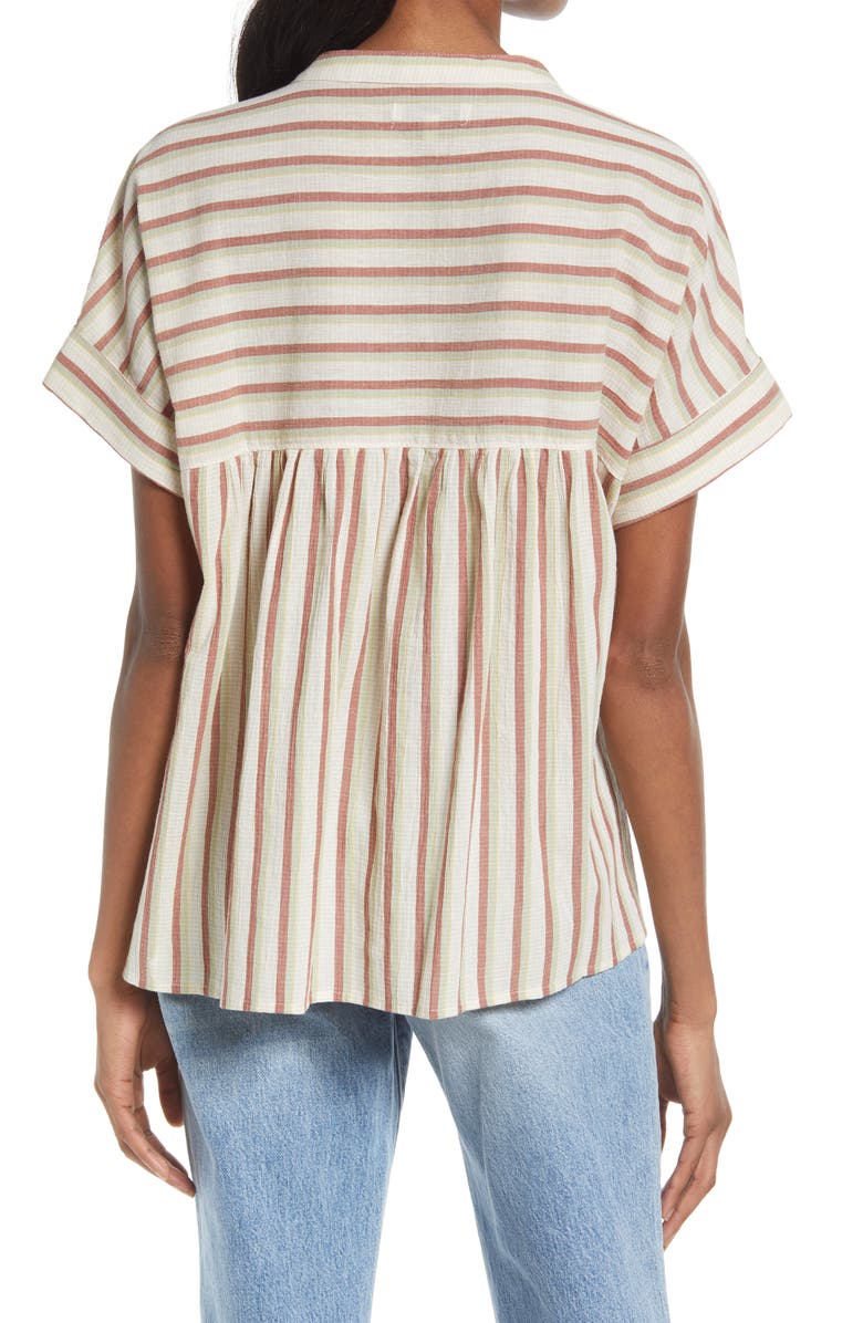 Madewell Crinkle Cotton Lakeline Popover Stripe Shirt, Alternate, color, 