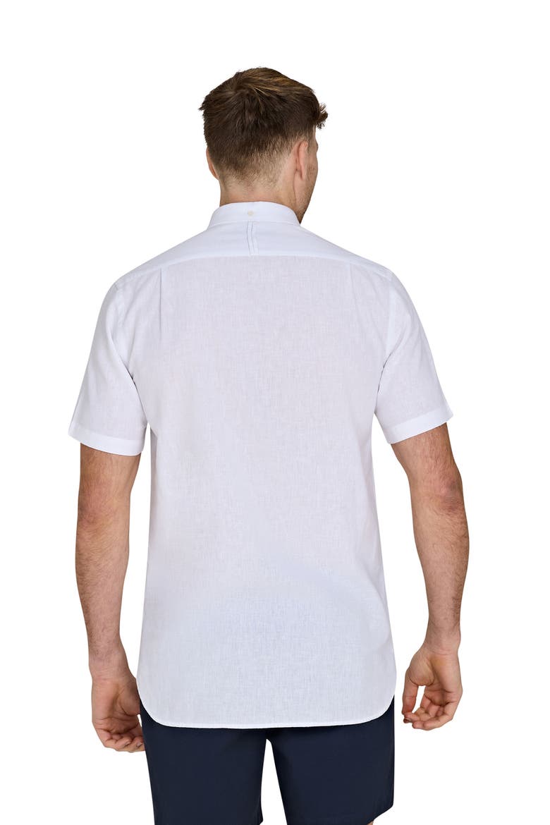 Short Sleeve Linen Blend Shirt, Alternate, color, White