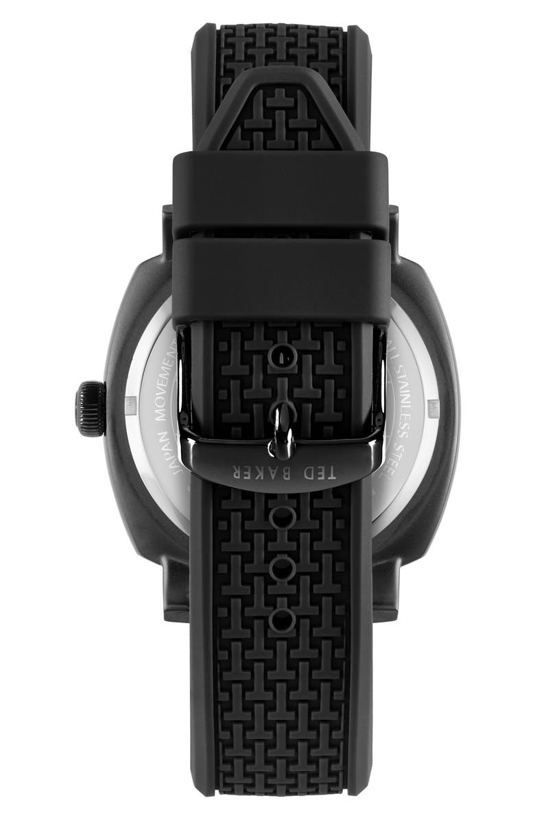 Ted Baker Caine Multifunction Silicone Strap Watch, 44mm, Alternate, color, Black