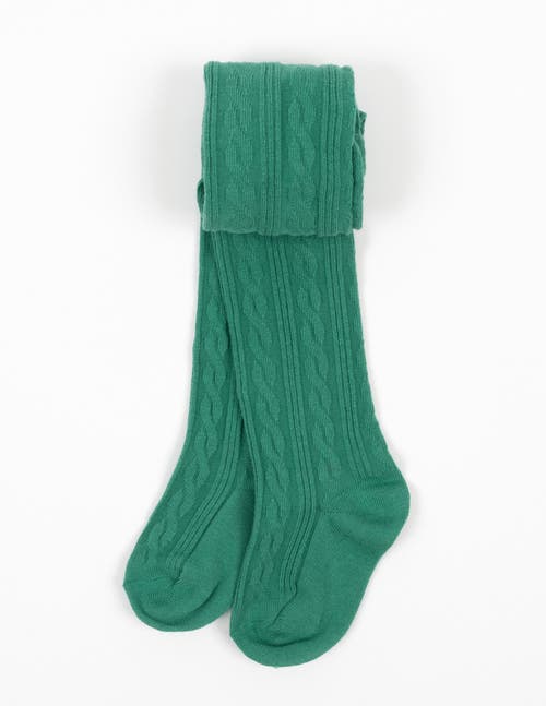 Leveret Girls Cable Knit Tights, Cotton Blend In Green