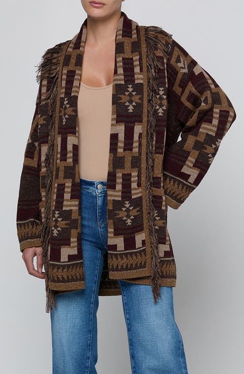 Jair Geo Pattern Fringe Cardigan