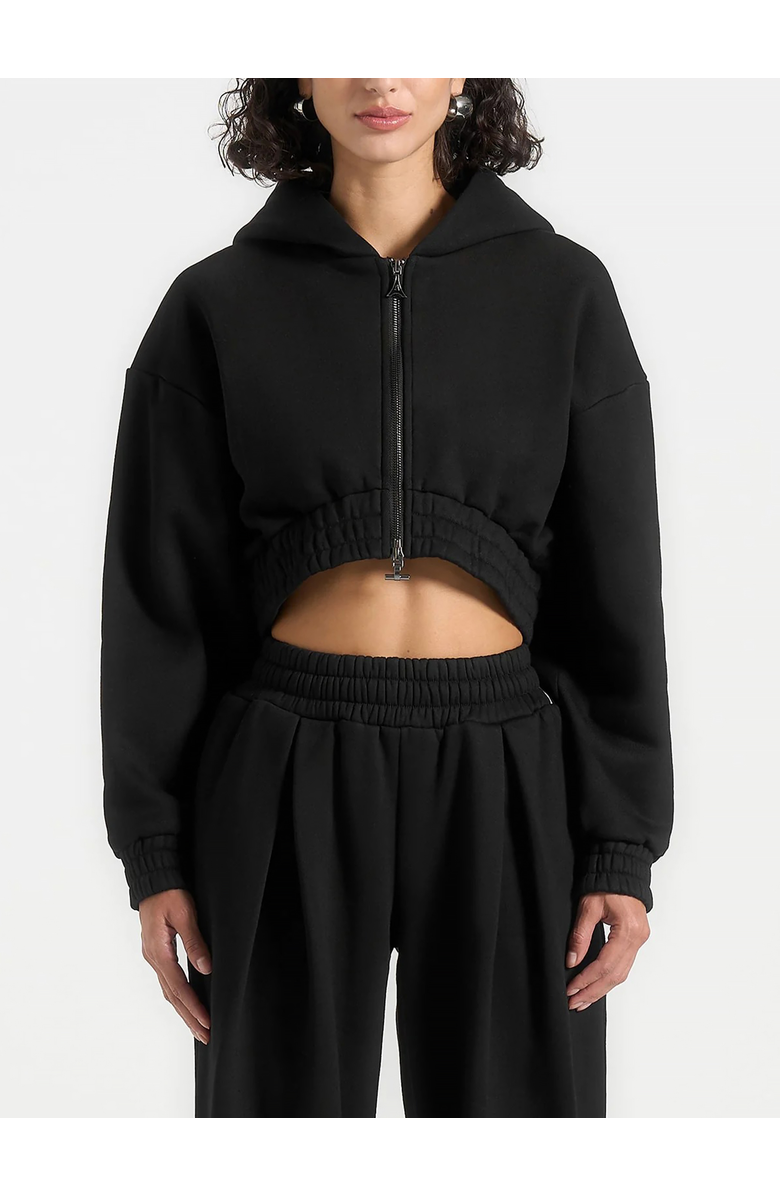Manière De Voir Josiane Relaxed Zip Through Hoodie, Alternate, color, Black
