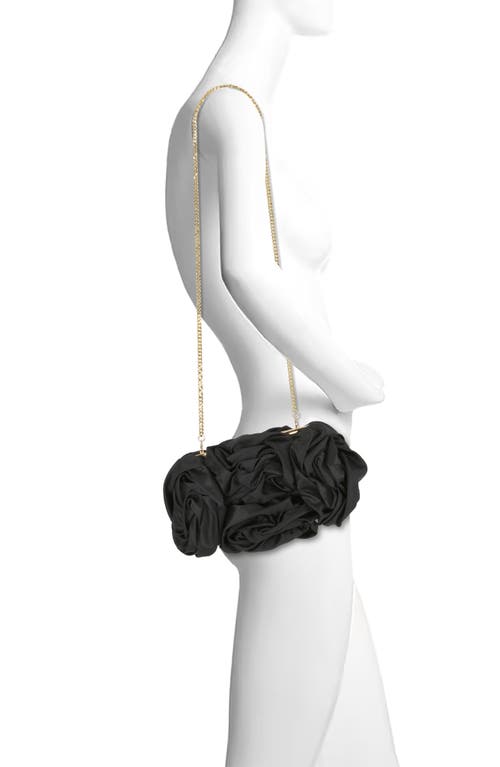 Badgley Mischka Jett Silk Satin Rosette Clutch In Black