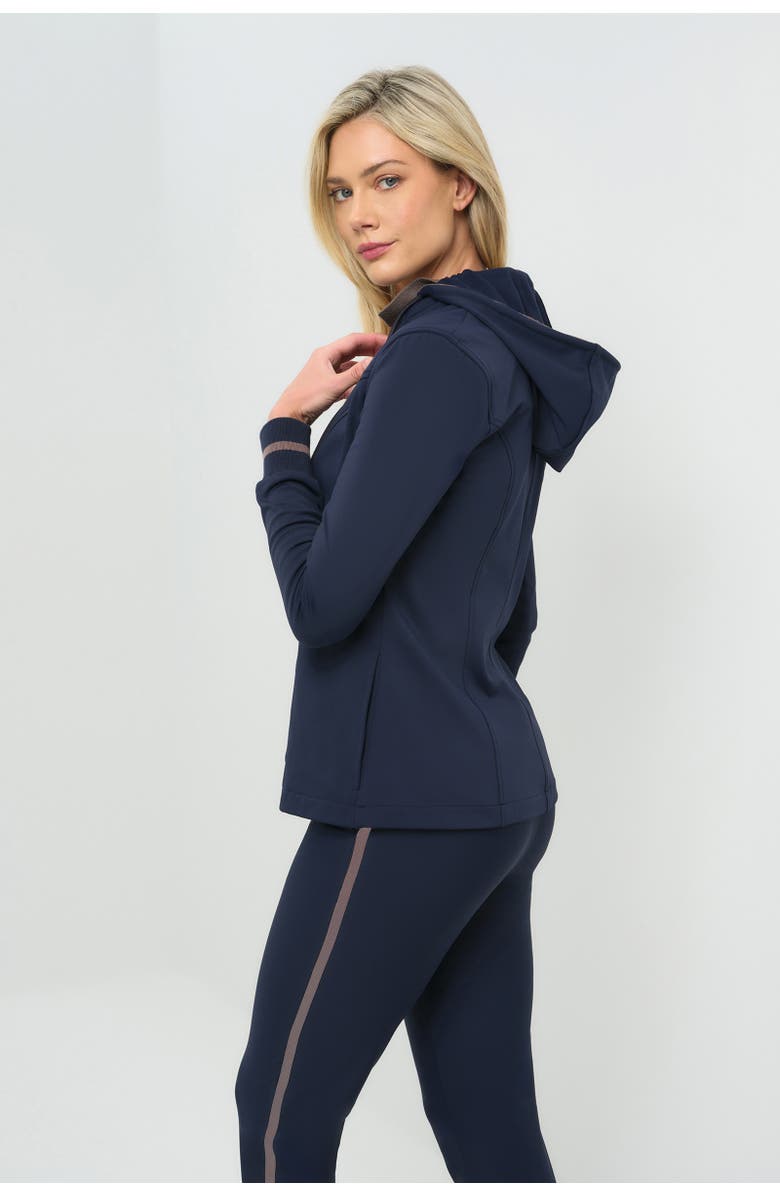 Anatomie Cozy Tressa Fleece Lined Hooded Blazer, Alternate, color, Navy/Taupe