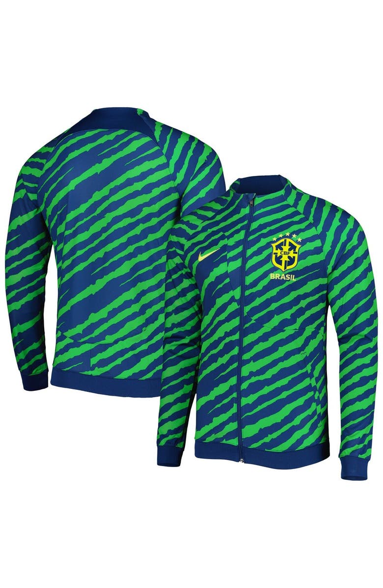 Nike Men's Nike Blue/Green Brazil National Team 2022 Academy Pro Anthem Performance Raglan Full-Zip Jacket, Main, color, Blue