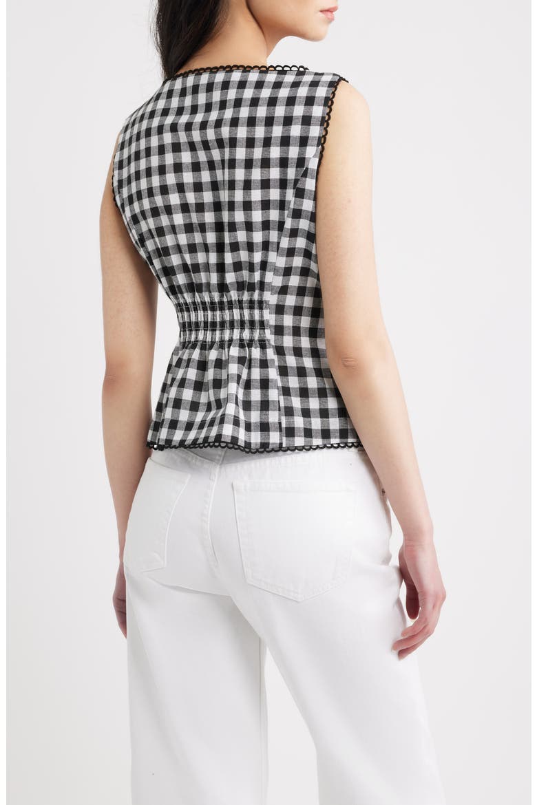 Maelle Gingham Button-Up Top, Alternate, color, BLACK