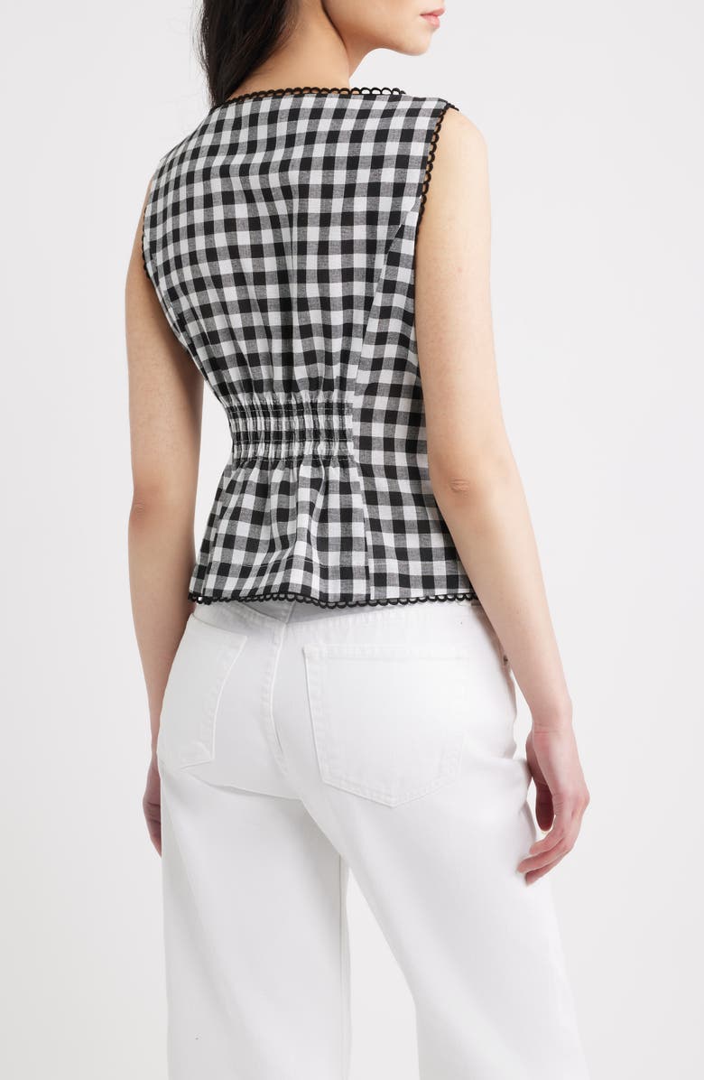 A.REN Maelle Gingham Button-Up Top, Alternate, color, Black