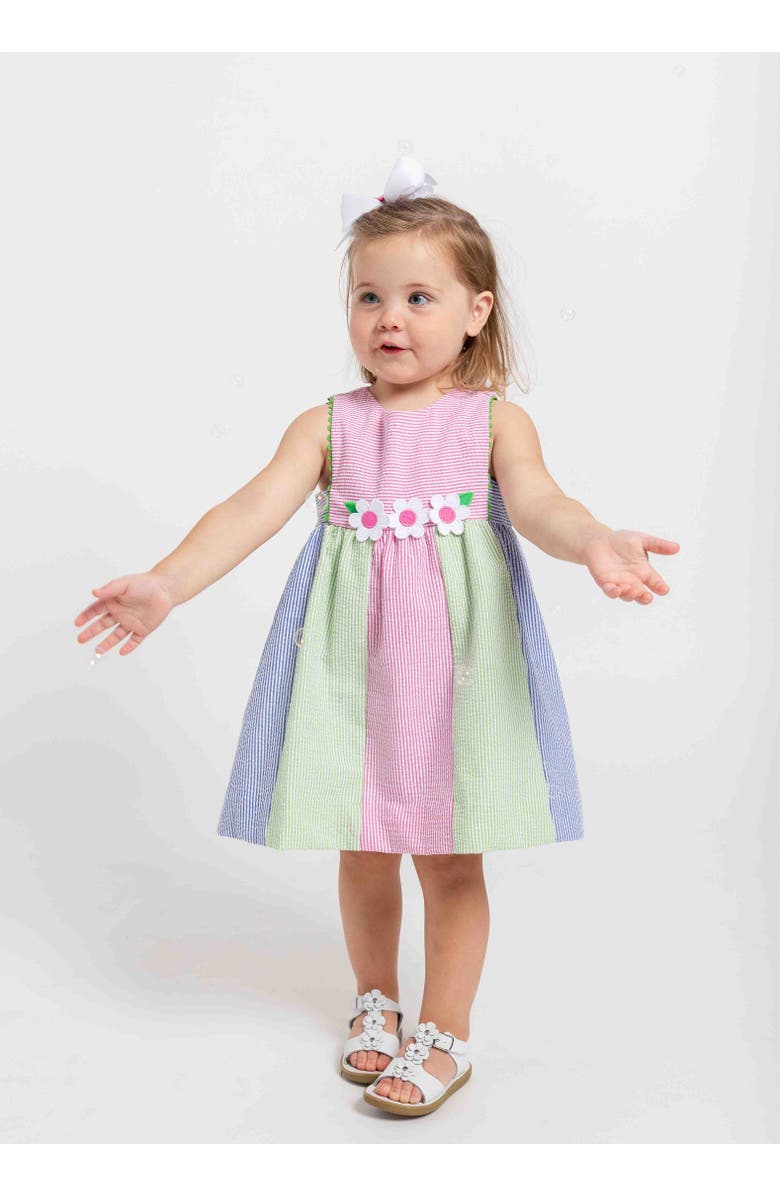 Florence Eiseman Stripe Seersucker Dress With Flowers, Alternate, color, Multicolor