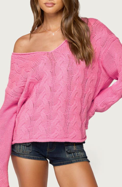 Inga Oversize V-Neck Cable Sweater