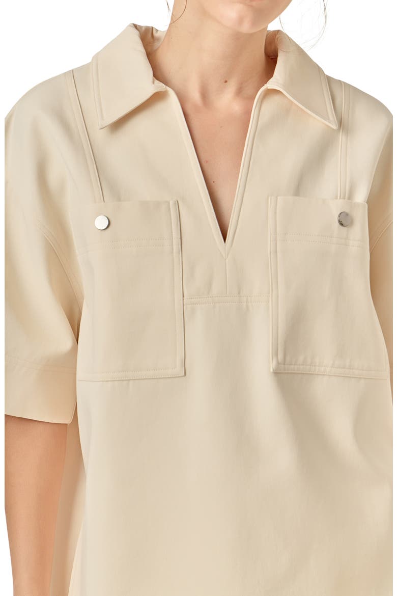 Collar Oversize Cotton Top, Alternate, color, CREAM
