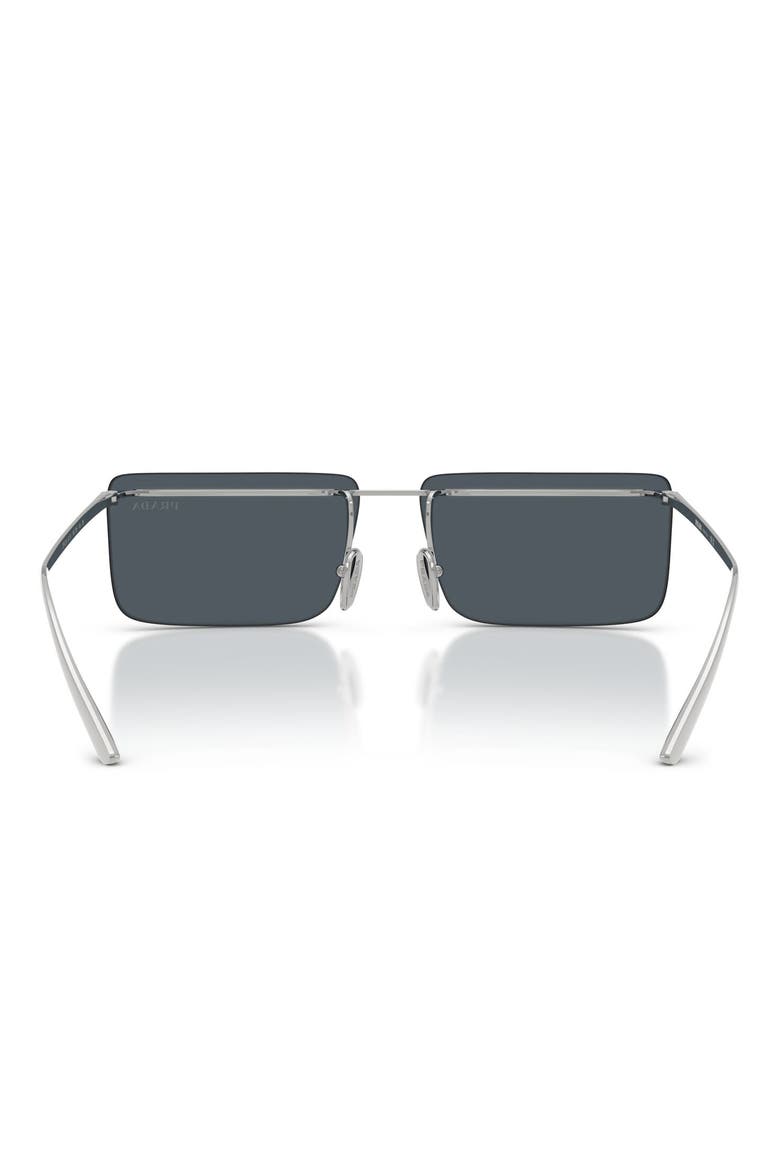 60mm Rectangular Sunglasses, Alternate, color, SILVER / DARK GREY