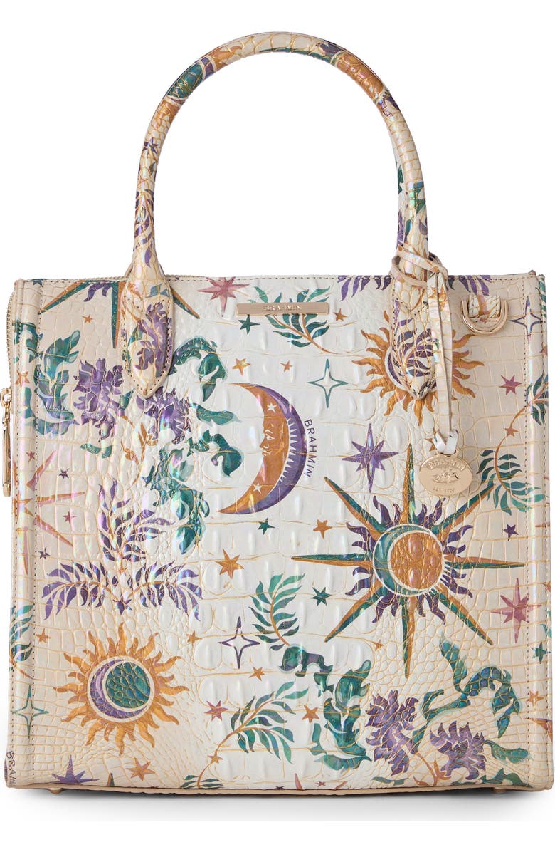 Brahmin Caroline Croc Embossed Painted Leather Satchel, Main, color,