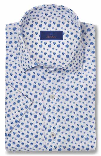 David Donahue Linen & Cotton Short Sleeve Sport Shirt