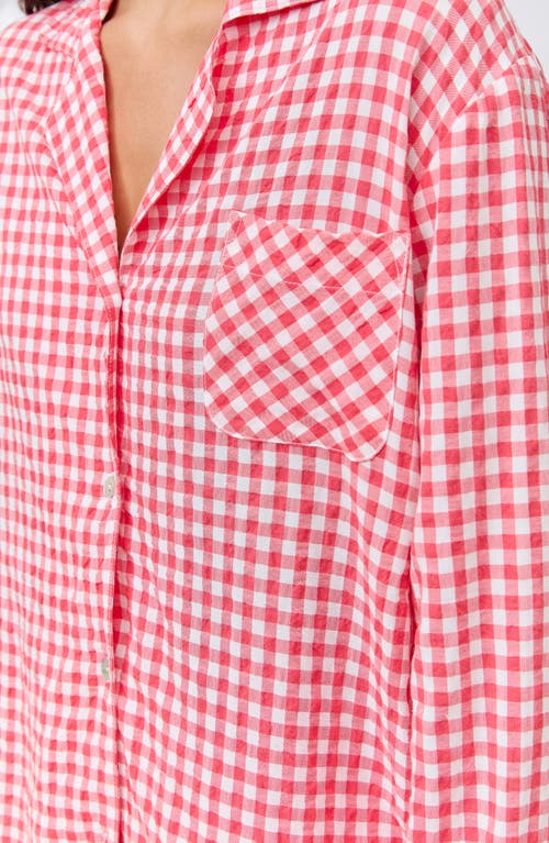 Papinelle Seersucker Gingham Cotton Blend Pajamas In Red