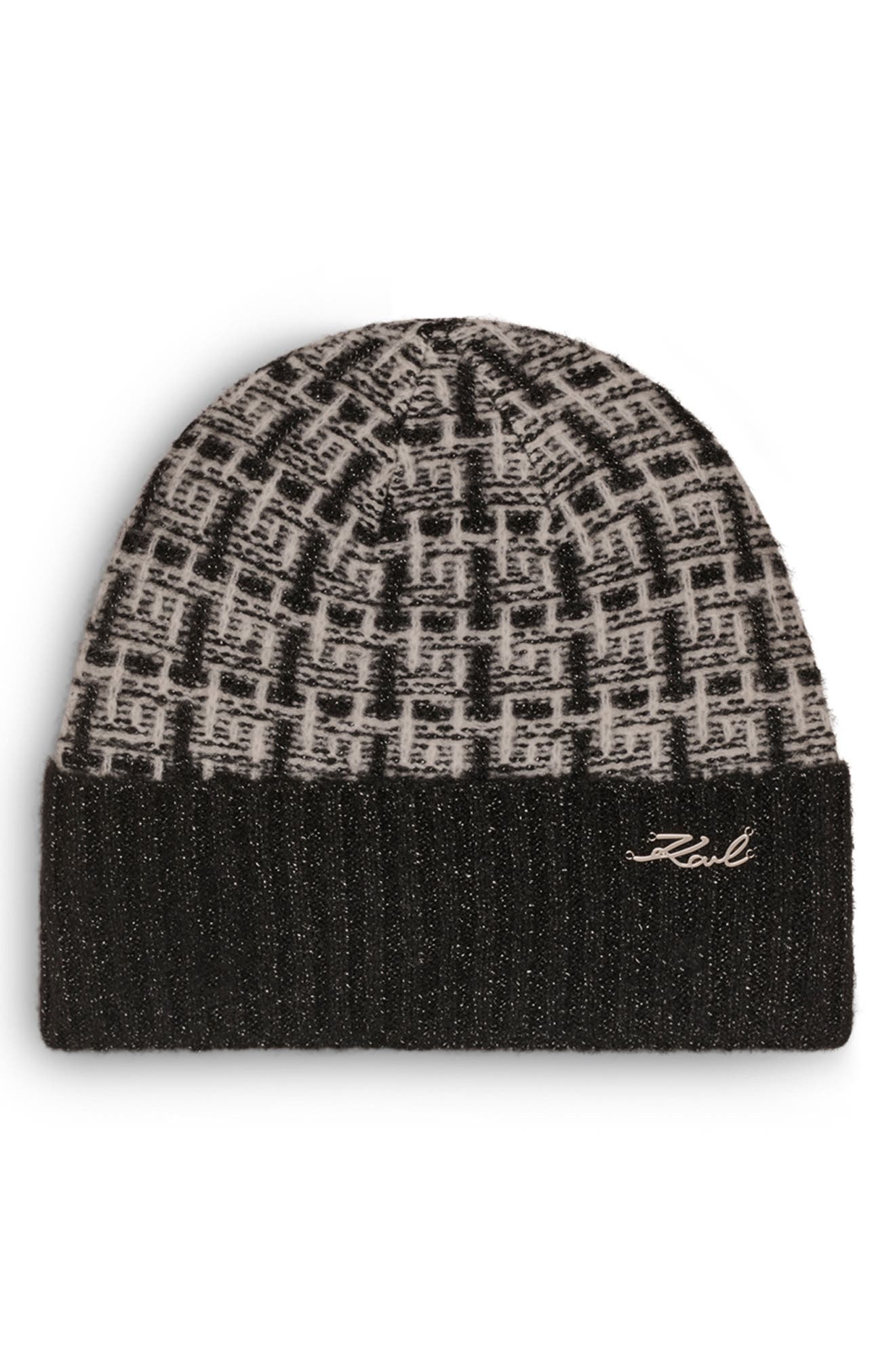 KARL LAGERFELD PARIS Tweed Shine Beanie