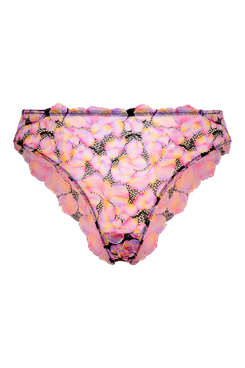 Sun Tide Floral Lace Cheeky Briefs, Alternate, color, BLACK CAVIAR