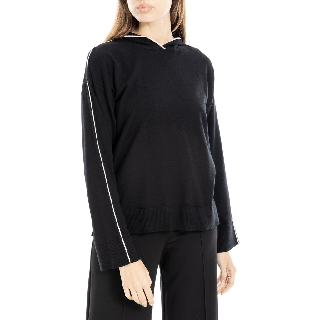 Max Studio Hooded Pullover In Black/off White