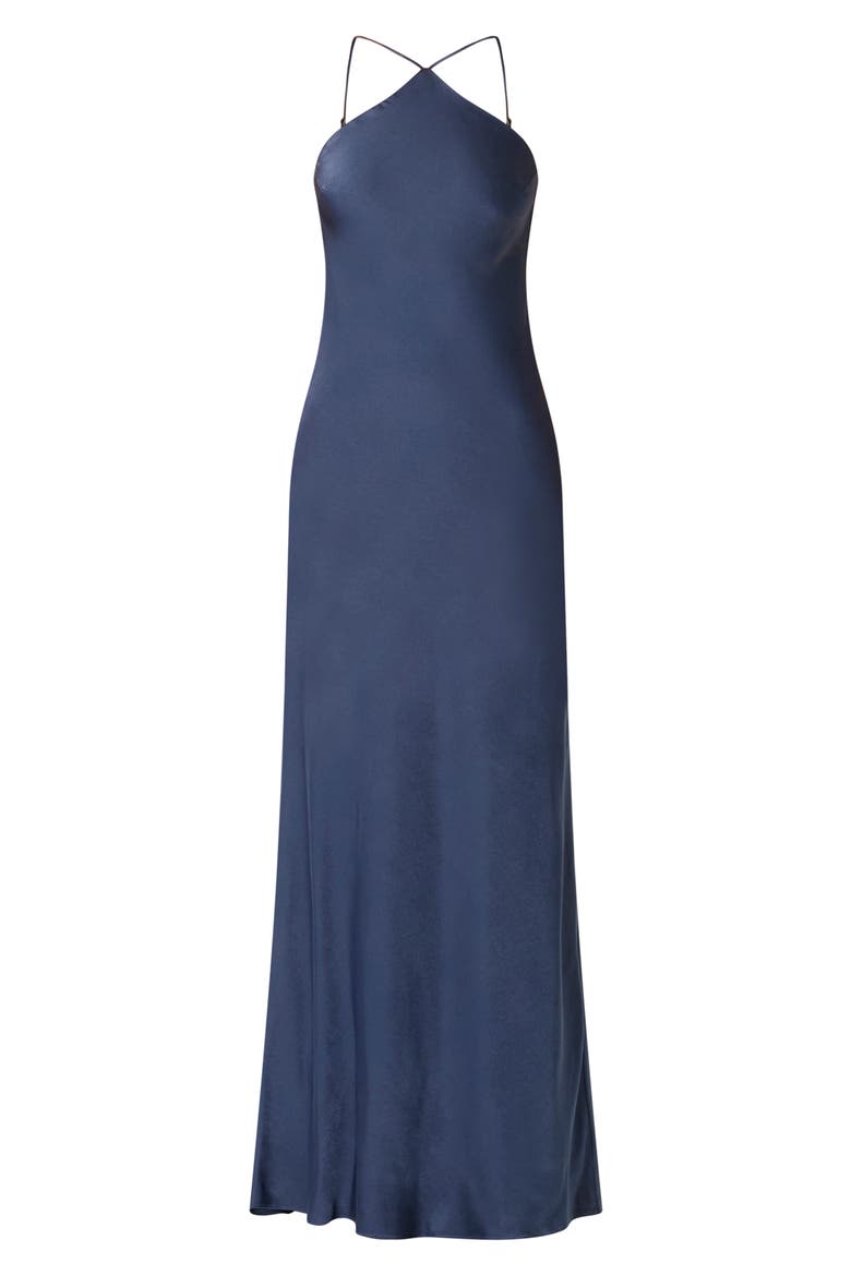 Kelton Cowl Back Satin Gown, Alternate, color, GREY BLUE