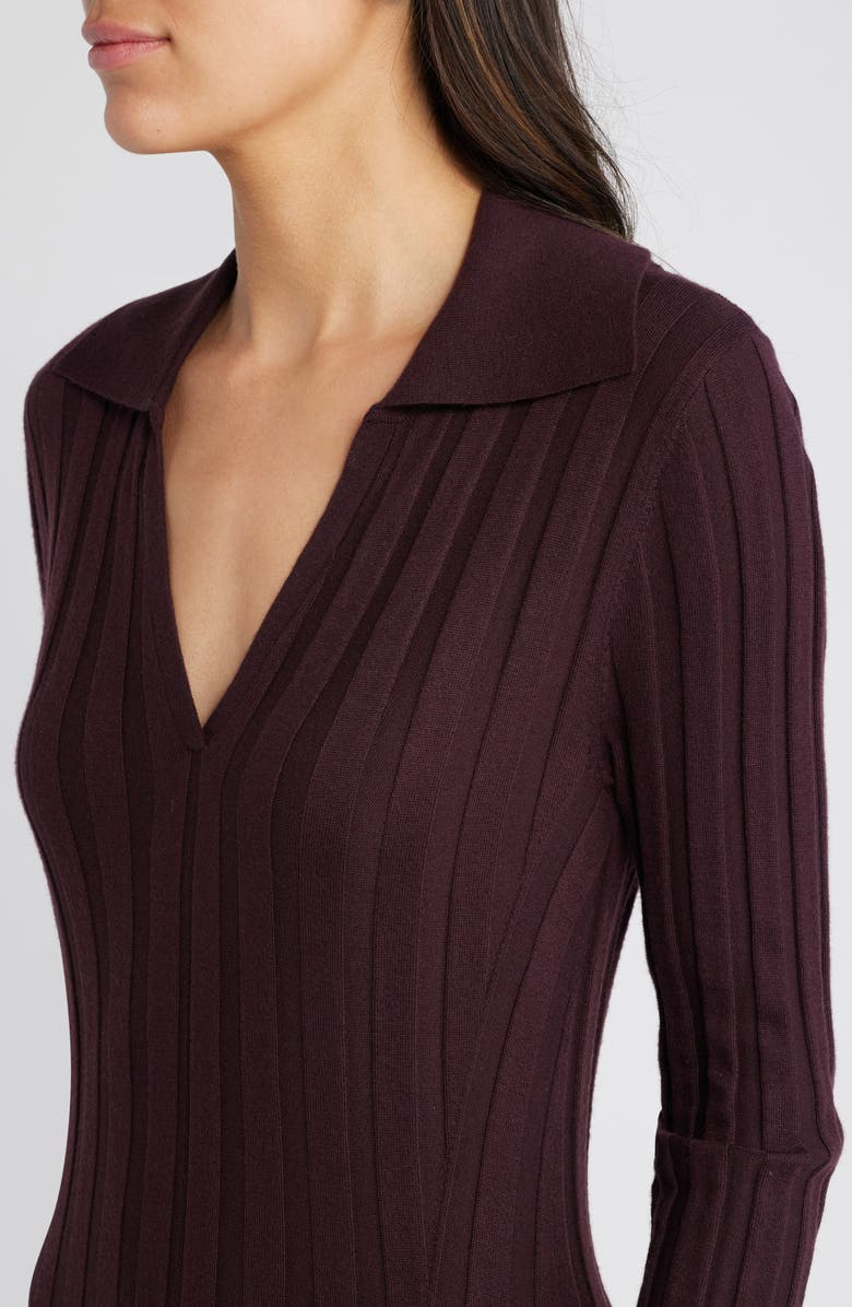 Reiss Winnie Rib Long Sleeve Sweater Dress, Alternate, color, Burgundy