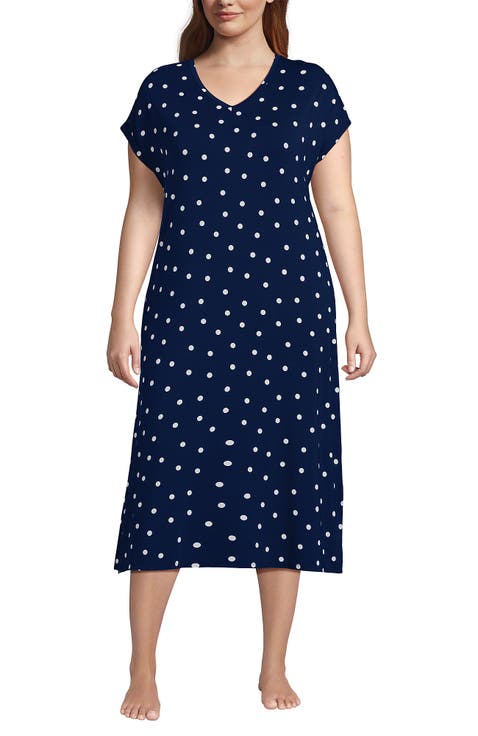 Plus Size Cooling Cap Sleeve Midi Nightgown