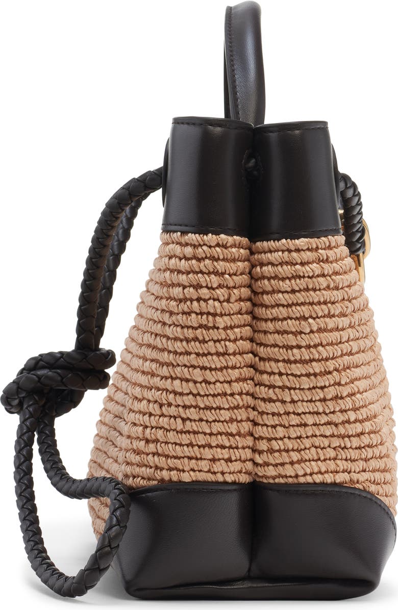Bottega Veneta Small Andiamo Raffia & Leather Shoulder Bag, Alternate, color, Natural/ Espresso