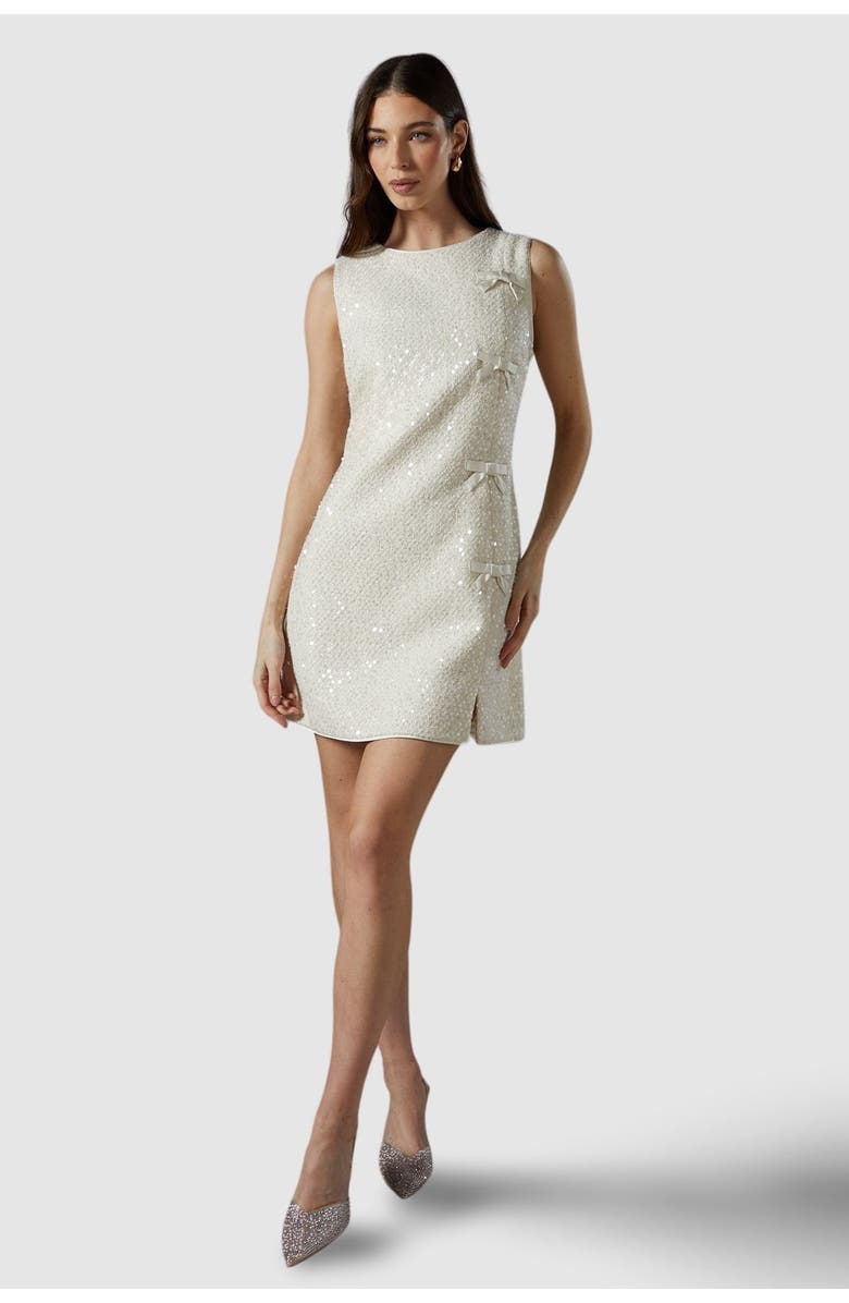 Coast Sequin Boucle Shift Dress, Alternate, color, Ivory