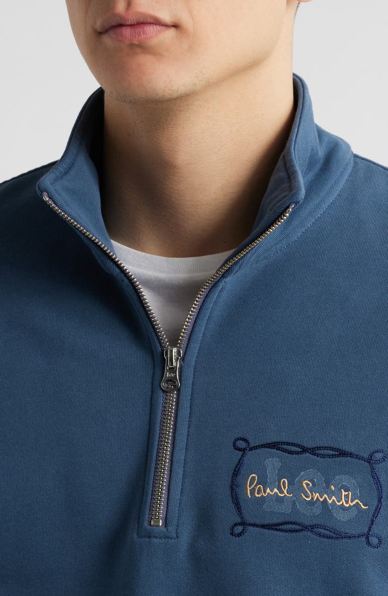 Paul Smith + Lee Half-Zip Cotton Blend Sweatshirt, Alternate, color, Inky Blue