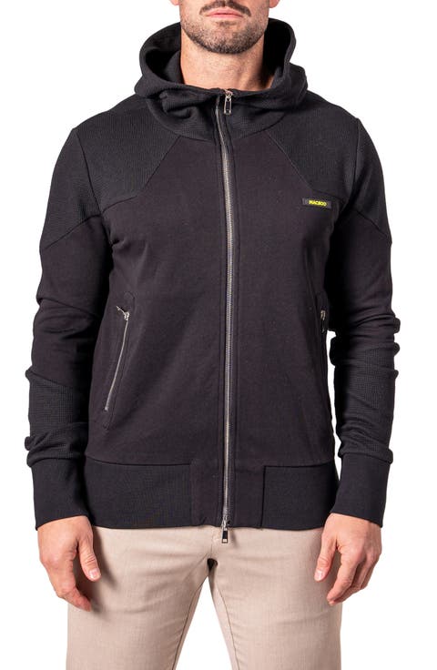 Crow Mixed Media Zip Hoodie