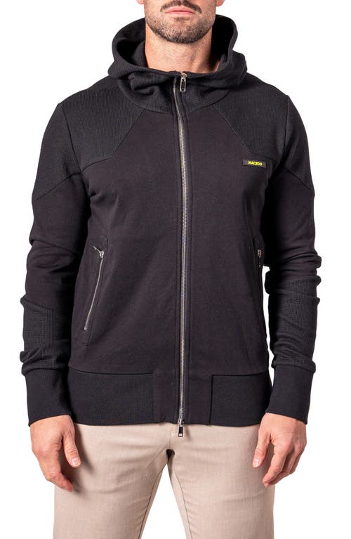 Maceoo Crow Mixed Media Zip Hoodie