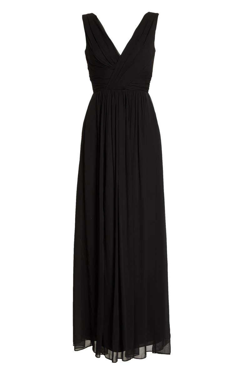 Dessy Collection Surplice Ruched Chiffon Gown, Alternate, color,