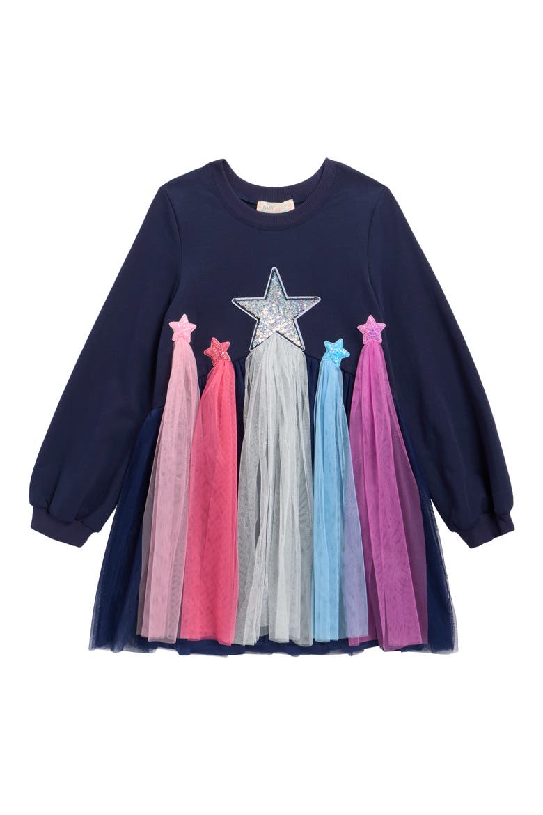 Kids' Multicolored Star Dress, Main, color, NAVY MULTI