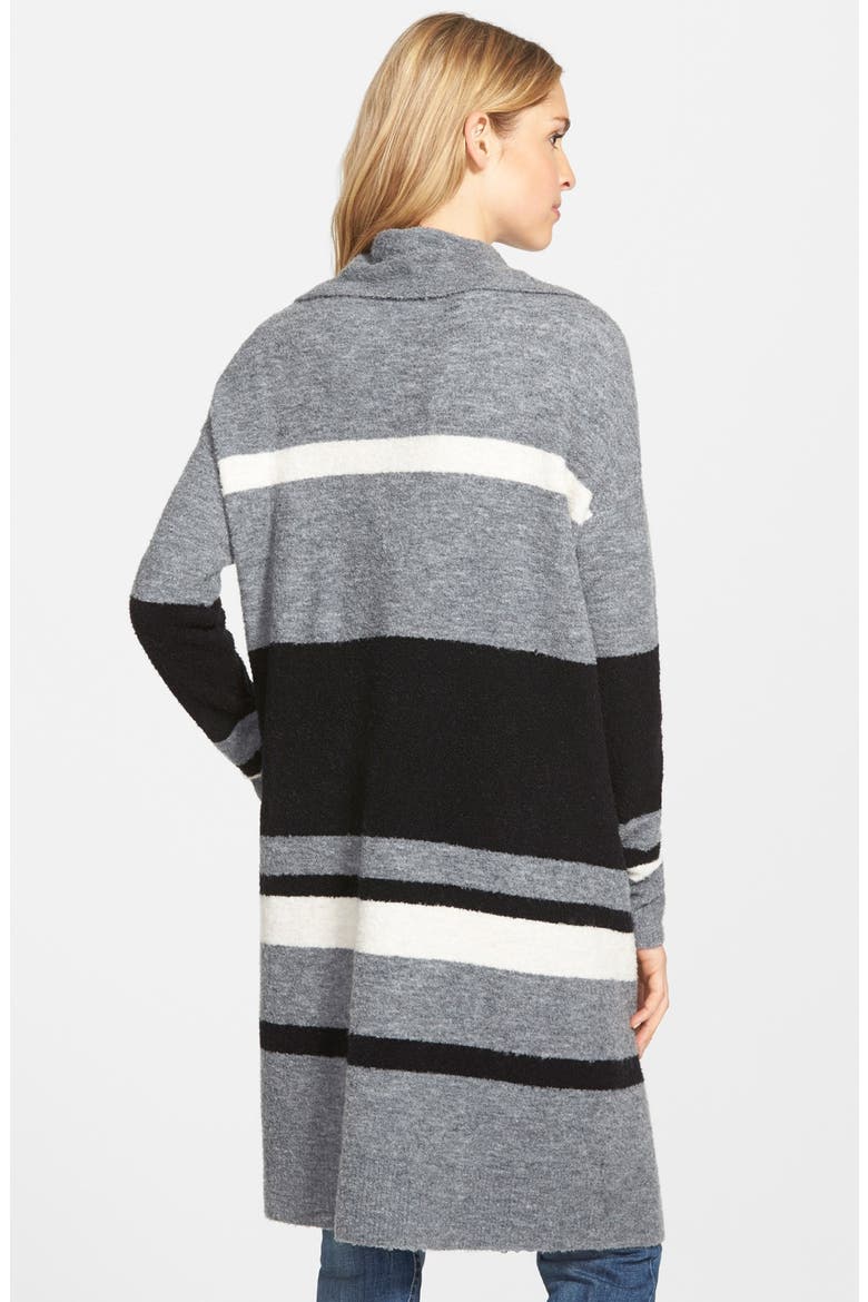 Stripe Sweater Coat, Alternate, color, HEATHER GREY- BLACK STRIPE