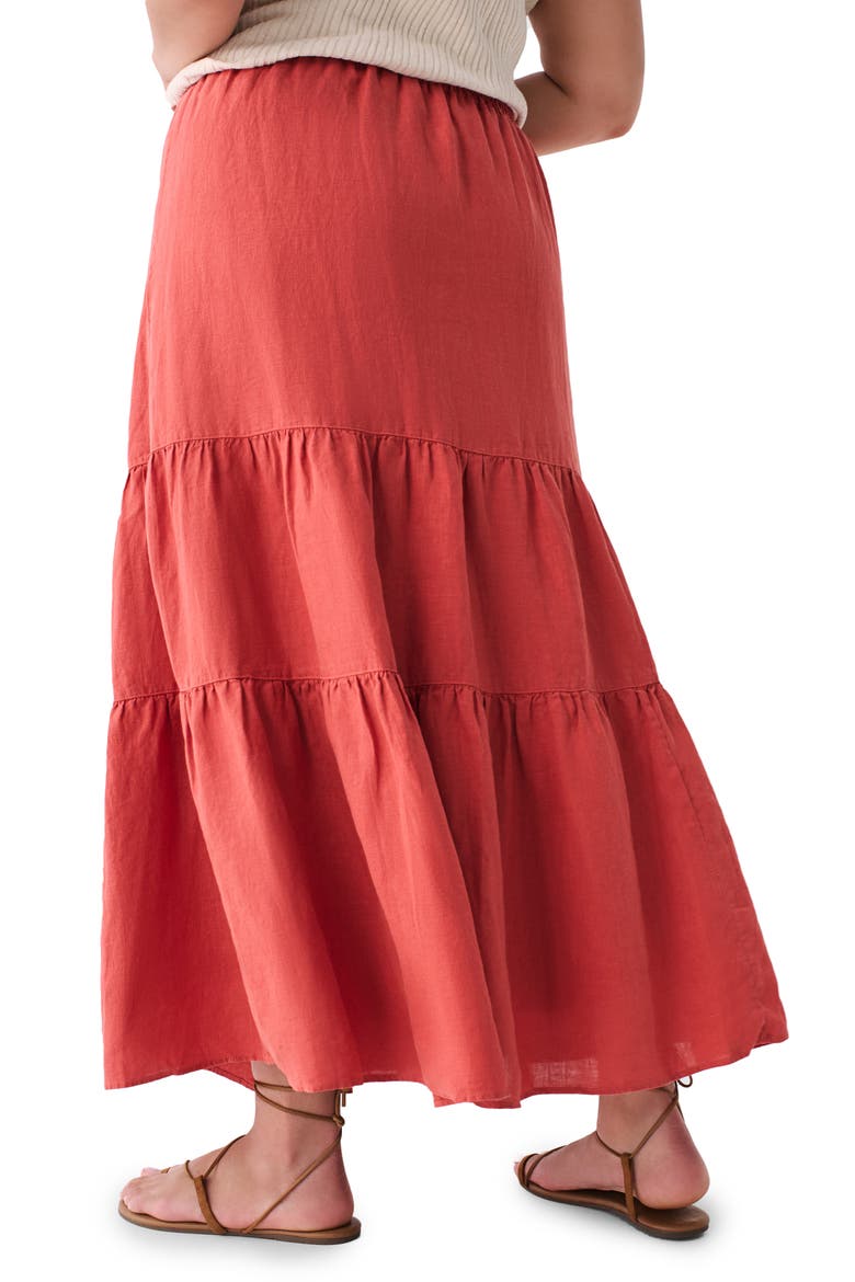 Cala Tiered Linen Maxi Skirt, Alternate, color, TANDOORI SPICE