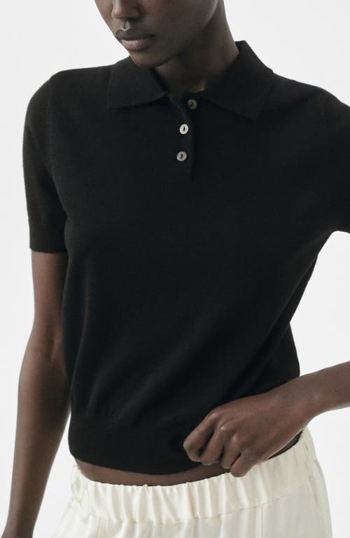 Mango Wool Sweater Polo In Black