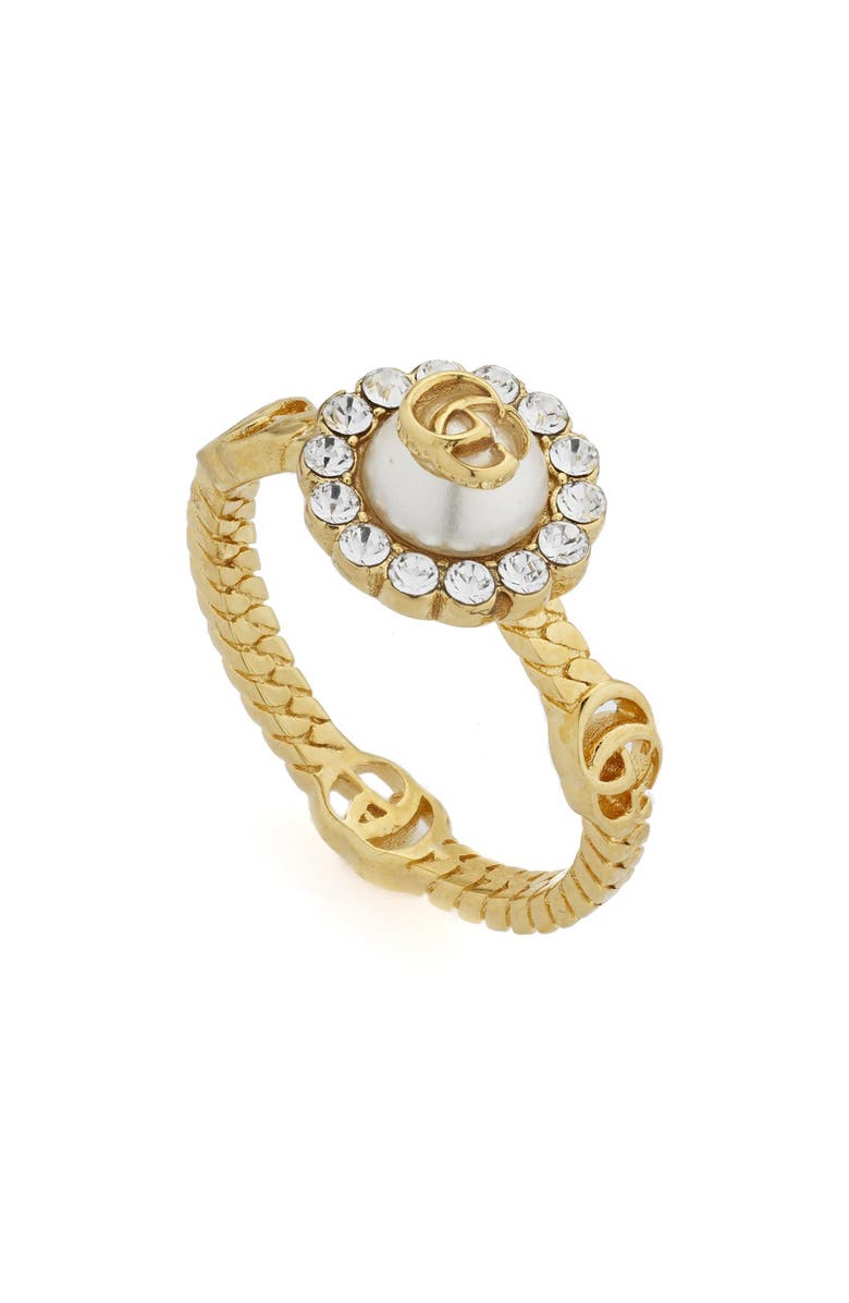 Gucci Gourmette Floral Emblem Ring, Main, color, 
