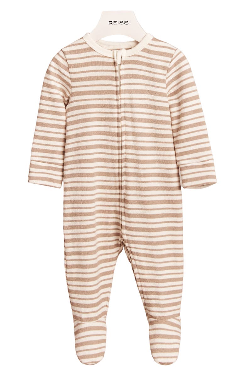 Reiss Chance Stripe Cotton Footie, Main, color, Neutral
