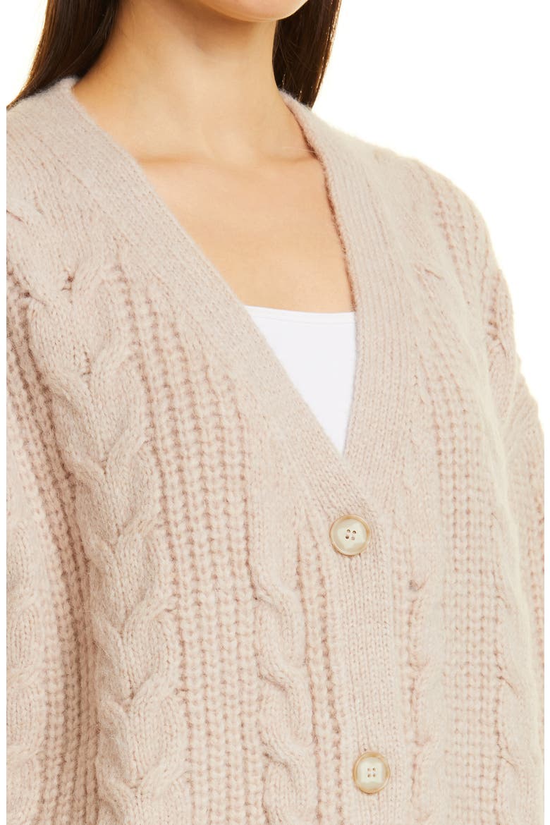 Wool & Alpaca Cable Cocoon Cardigan, Alternate, color, BLUSH