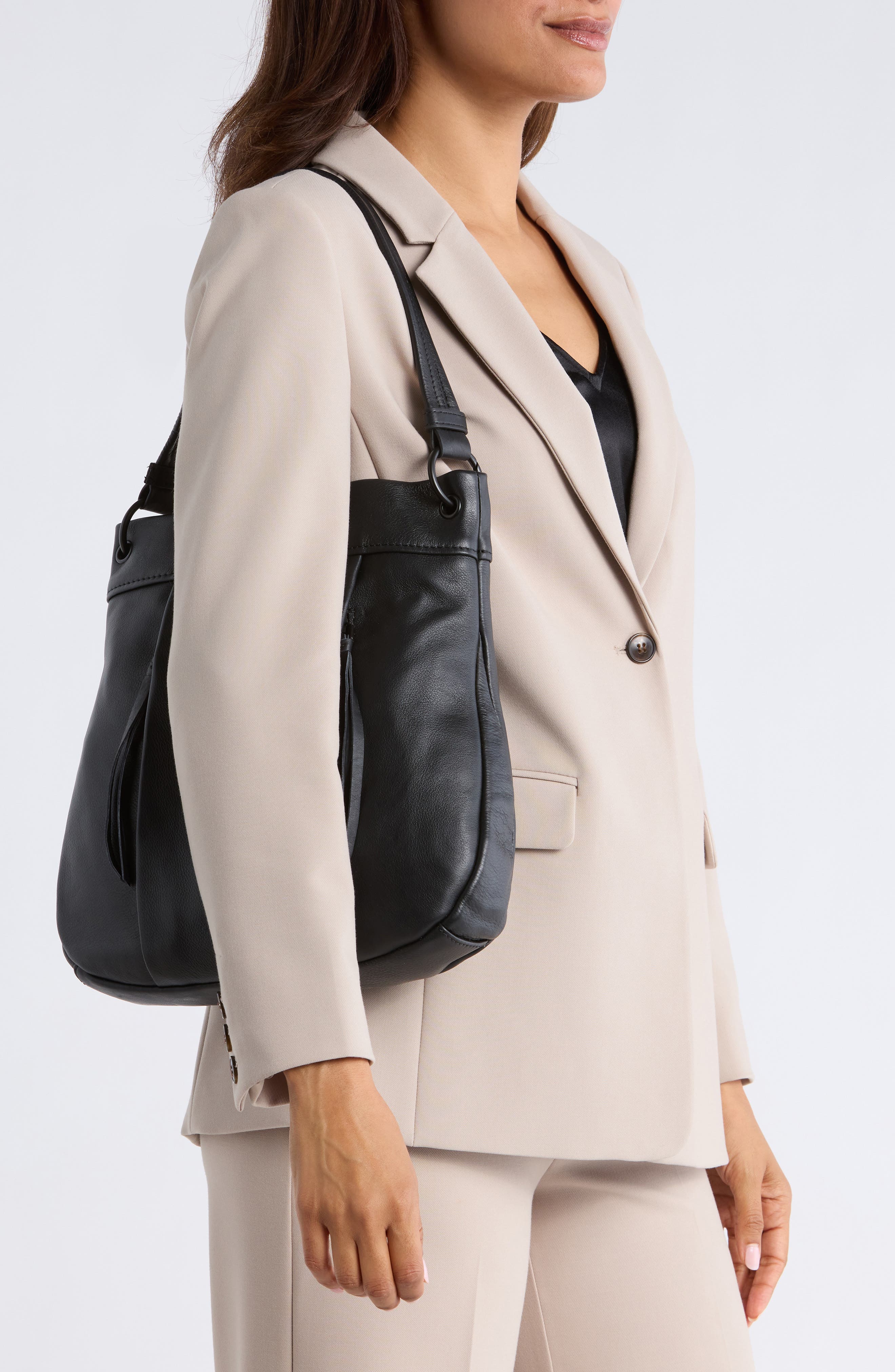 AIMEE Low Key Luxe Hobo Bag, Alternate, color, Black