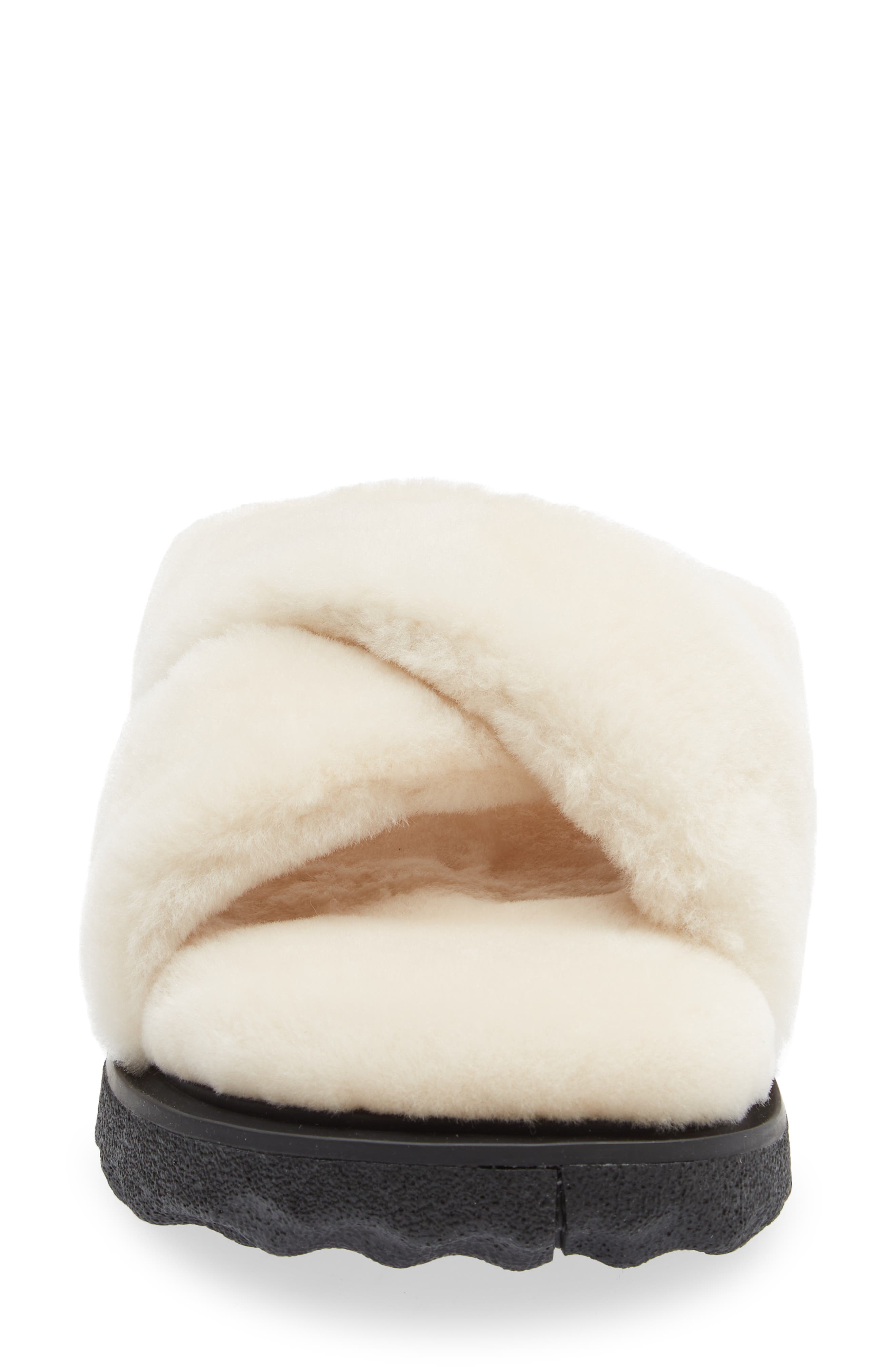 Off-White Sponge Sole Faux Shearling Slide Sandal, Alternate, color, 