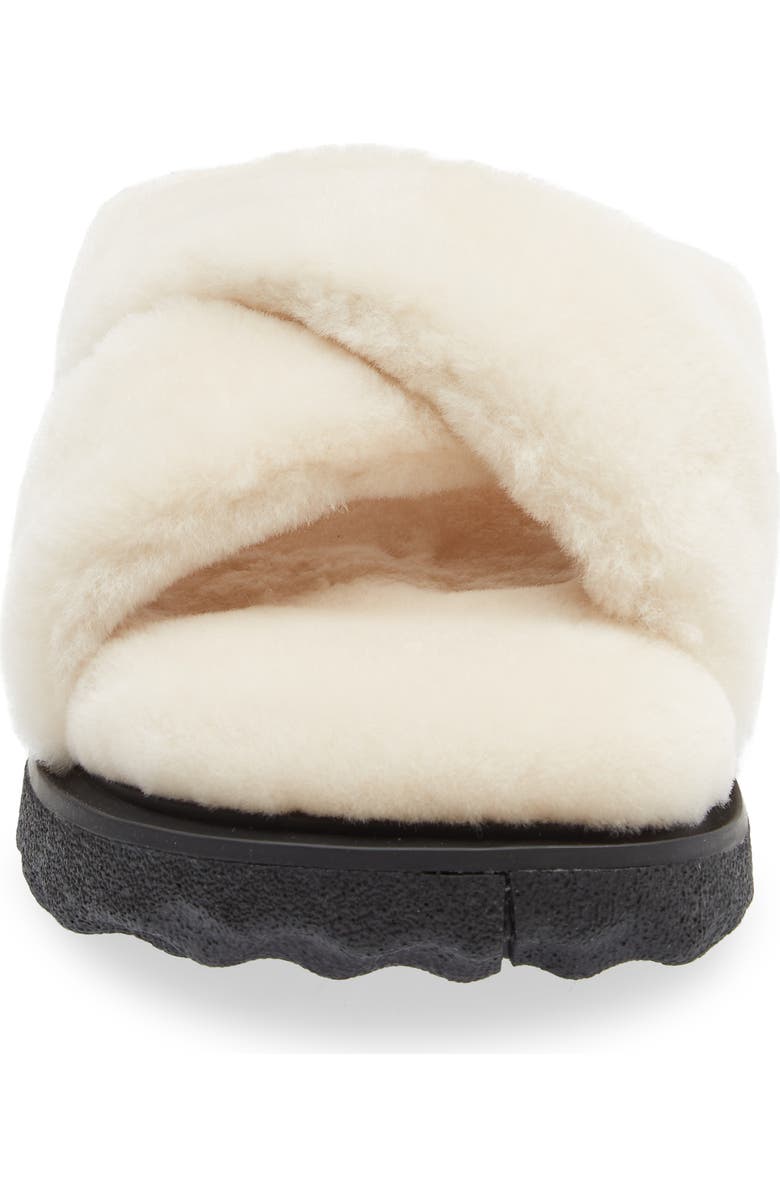 Off-White Sponge Sole Faux Shearling Slide Sandal, Alternate, color,