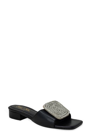 Chase & Chloe Chase And Chloe Flores Squared Spiral Rhinestone Sandal In Black