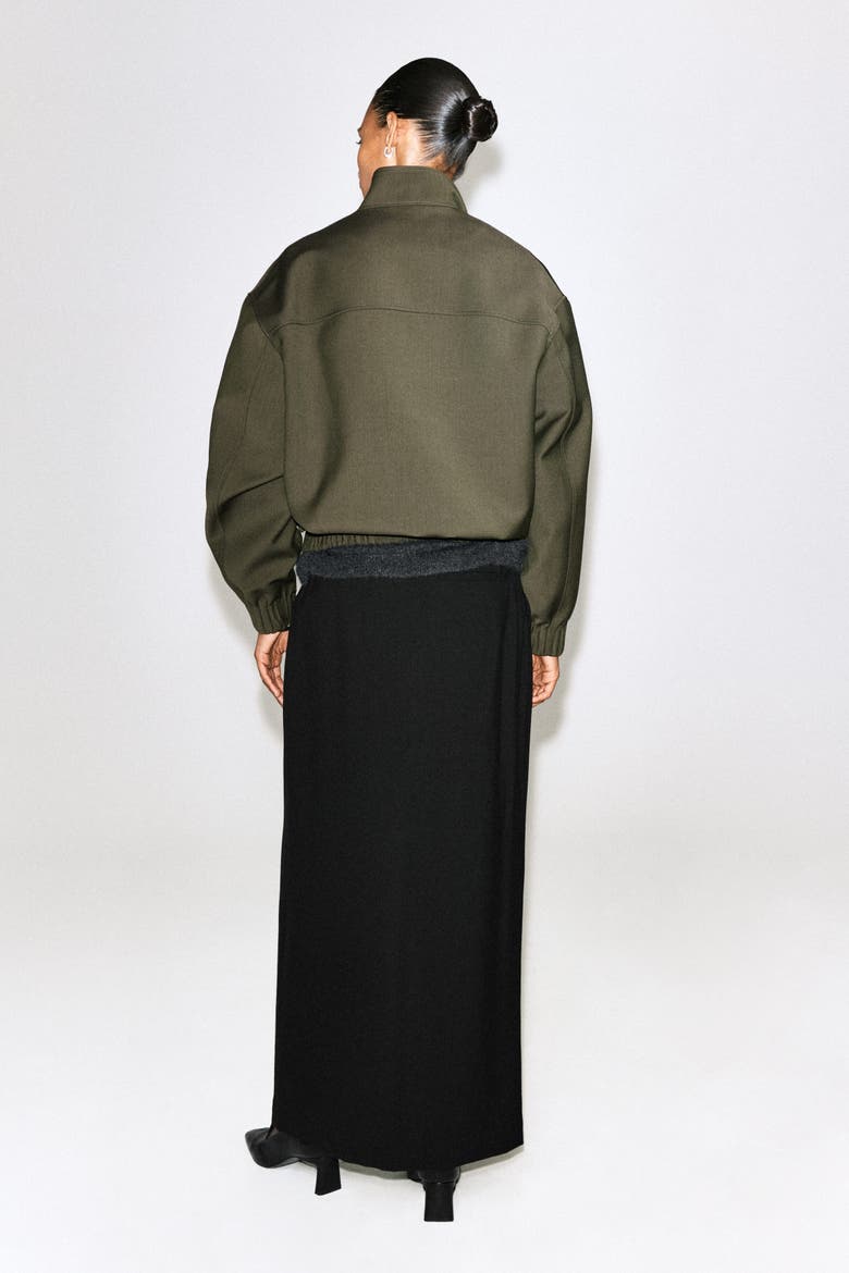 Mock-Neck Wool-Blend Bomber Jacket, Alternate, color, KHAKI MÉLANGE