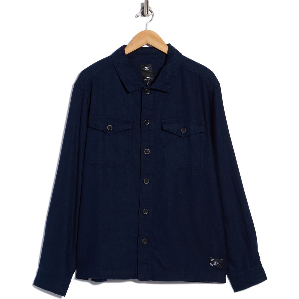 Union Charleston Linen Blend Shirt Jacket In Midnight