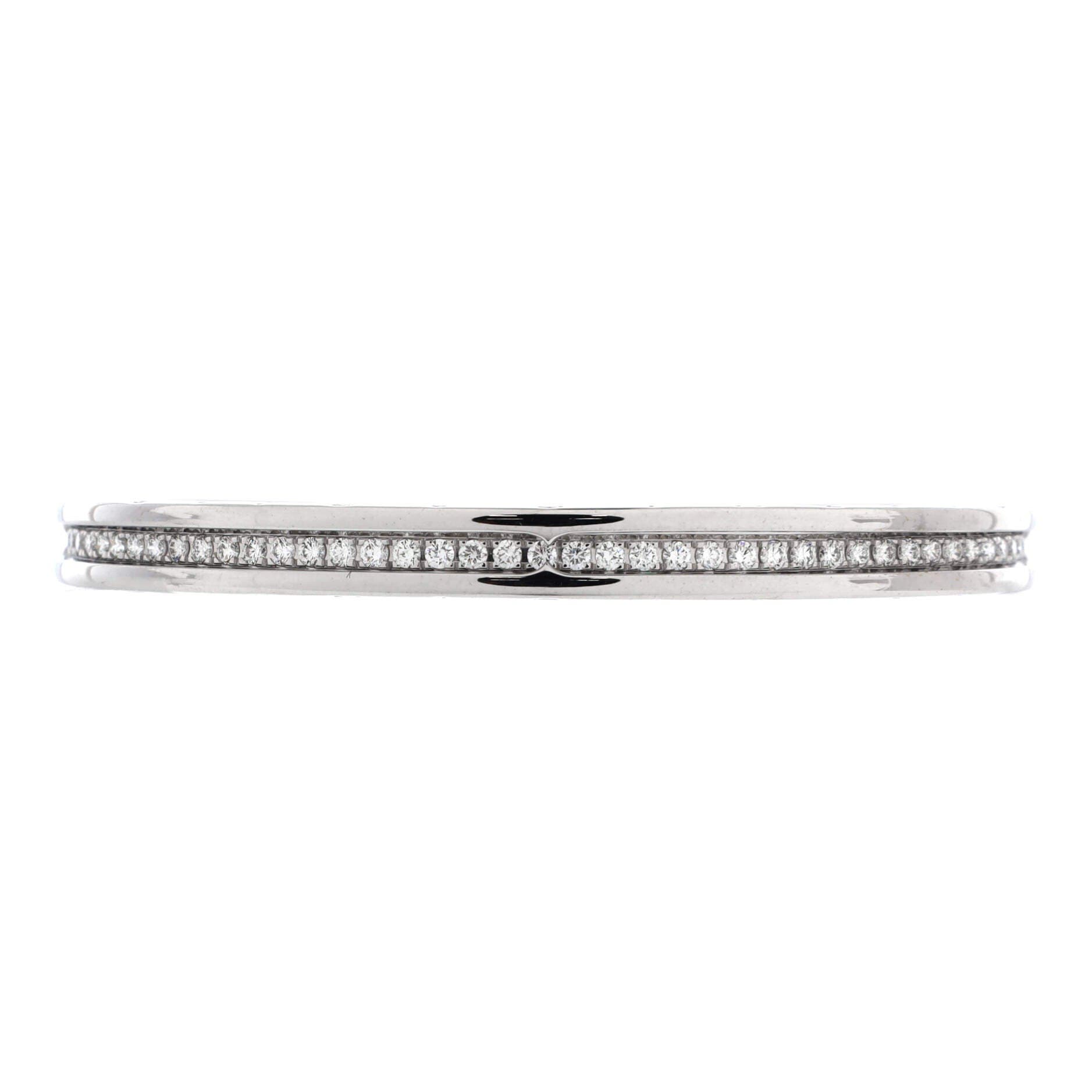 B.Zero1 Cuff Bracelet 18K White Gold with Pave Diamonds, Main, color, Metallic Silver