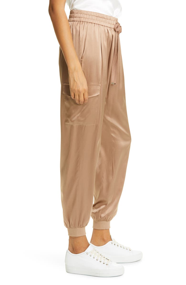 CAMI NYC Elsie Stretch Silk Joggers, Alternate, color, Beachwood