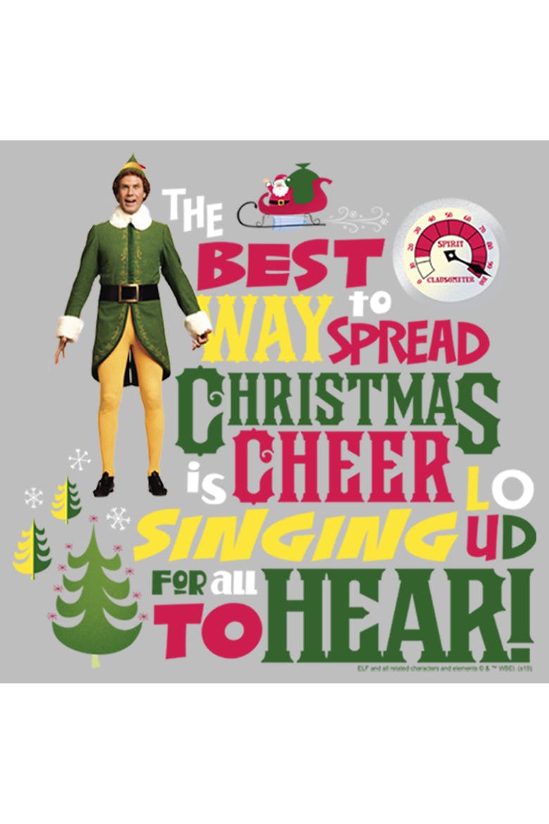 Men's Elf Christmas Cheer Loud Singing  Long Sleeve Shirt, Alternate, color, Athletic Heather