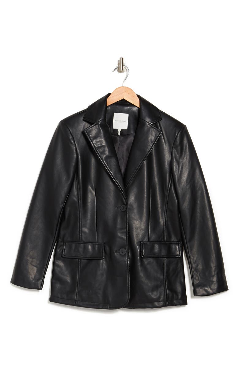 Avec Les Filles Washed Faux Leather Blazer, Alternate, color, 