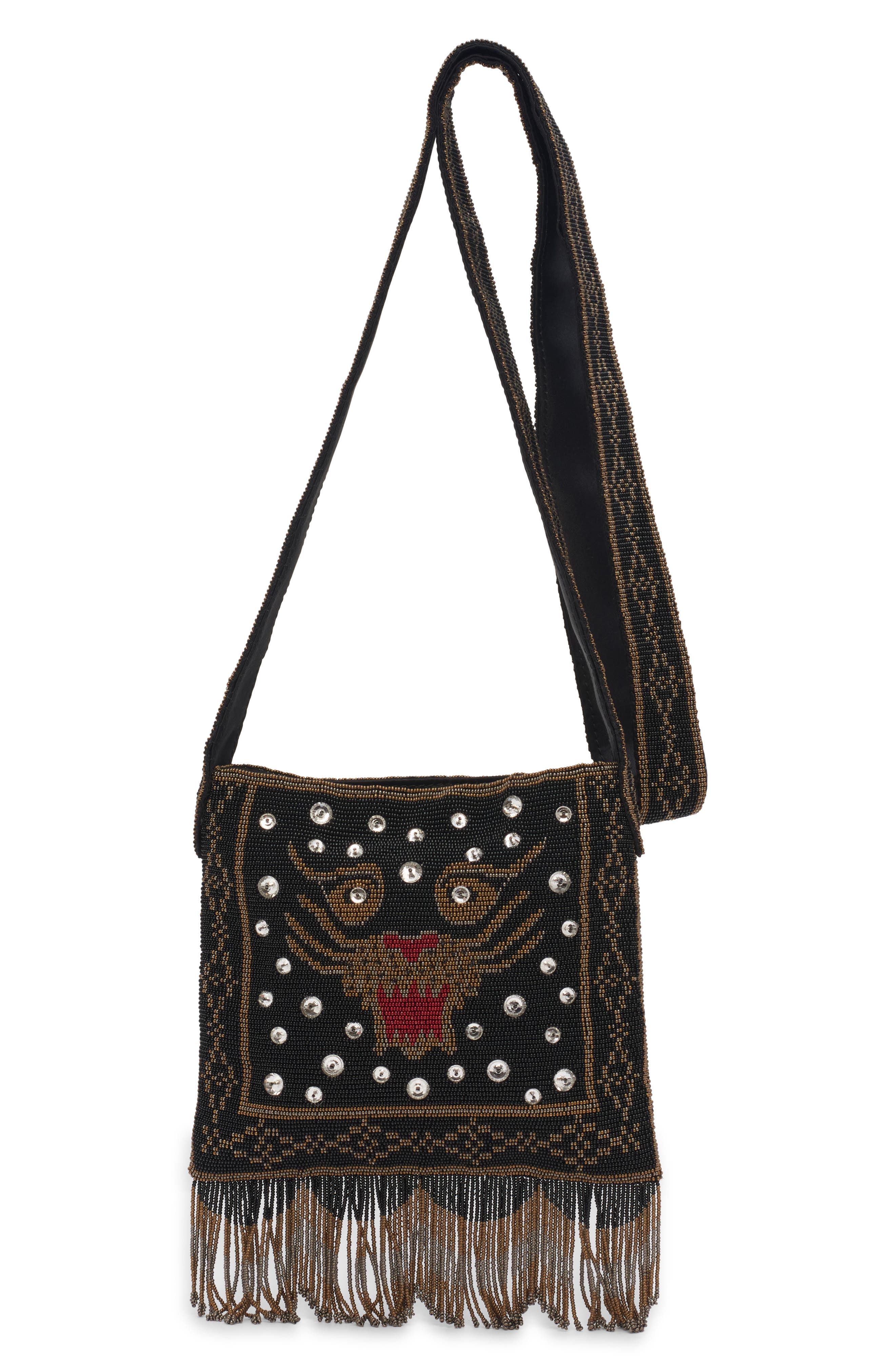 Valentino Garavani Small Nellcôte Le Chat Beaded Crossbody Bag, Main, color, Multicolor Nero
